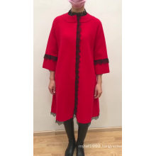 Wholesale Red Chinese Traditional Wedding Coats Lace Patchwork Custom Made Embroidered Wool Women Coat